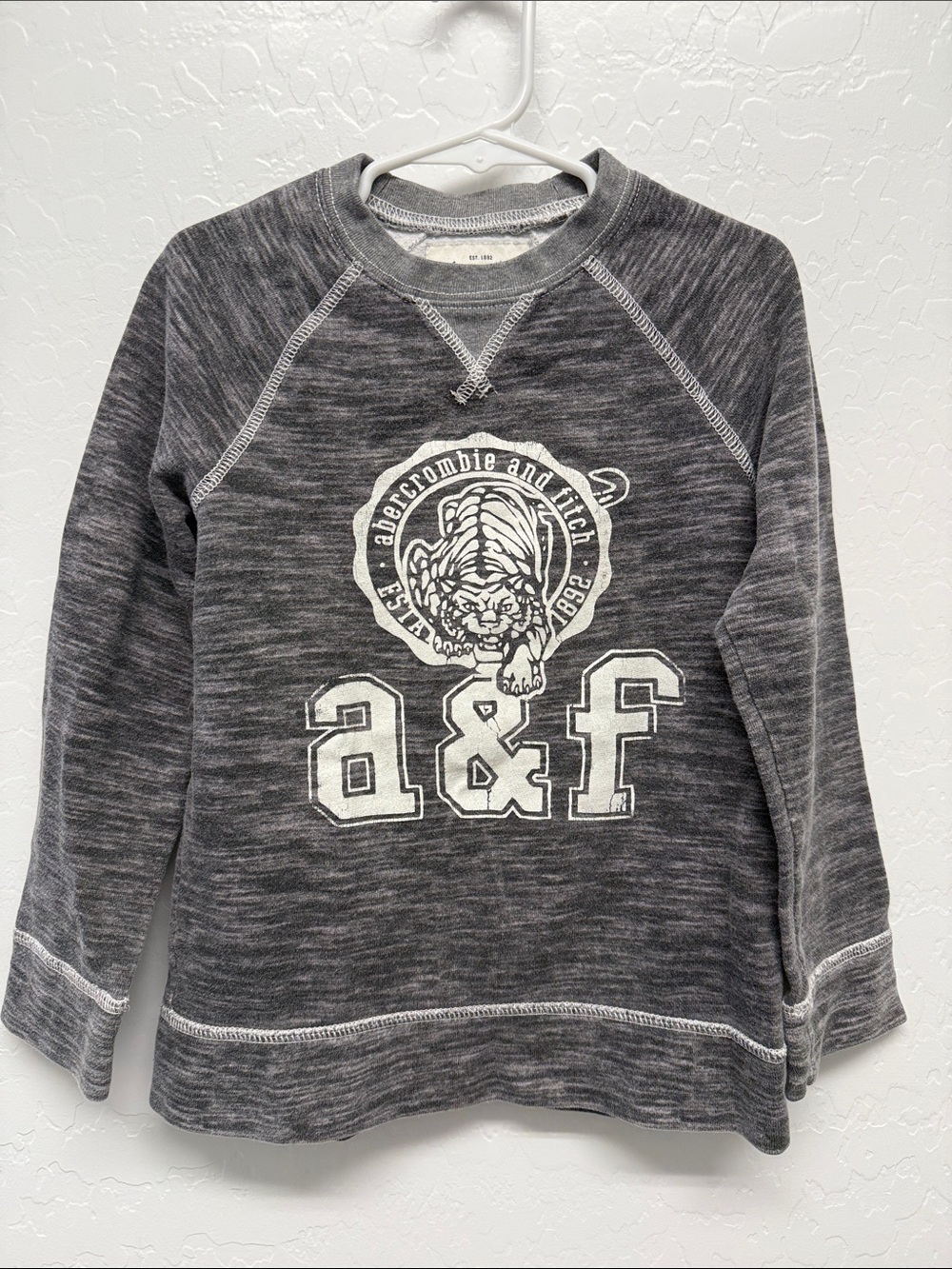 Abercrombie & Fitch Gray Heather Tiger Logo Sweatshirt